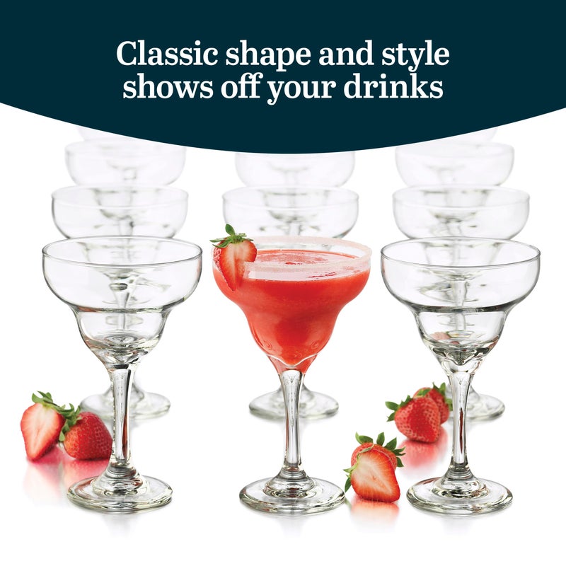 Libbey Margarita Party Glasses Set of 12, Durable Large Margarita Glass, 9 Oz Dishwasher Safe Stemmed Drinking Glasses Gift for Weddings, Parties and More - Image 5